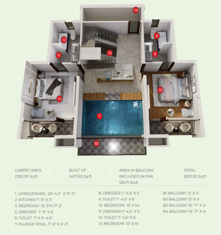 Layout Plan Type 5 - First Floor (3 BR)